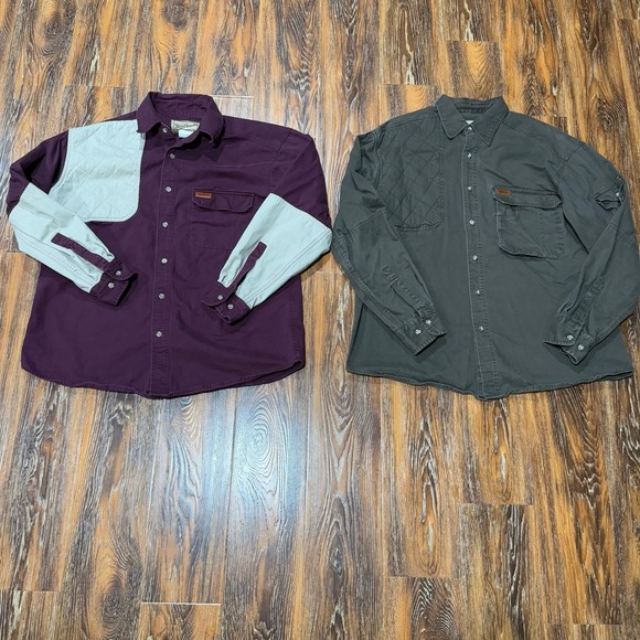 Woolrich Men's Size L Green & Maroon Button Up Shirt Bundle Large Vintage - Picture 1 of 10